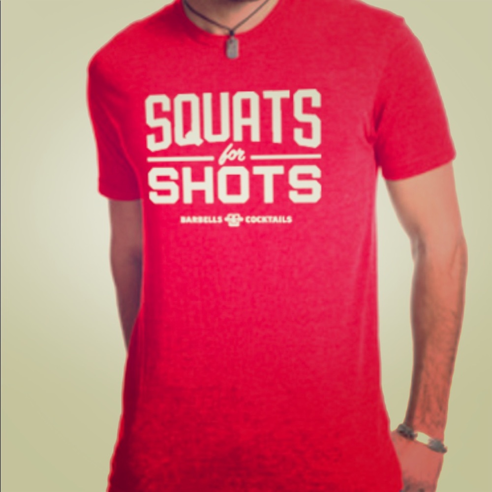 Super soft “Squats for Shots” crew neck t-shirt!